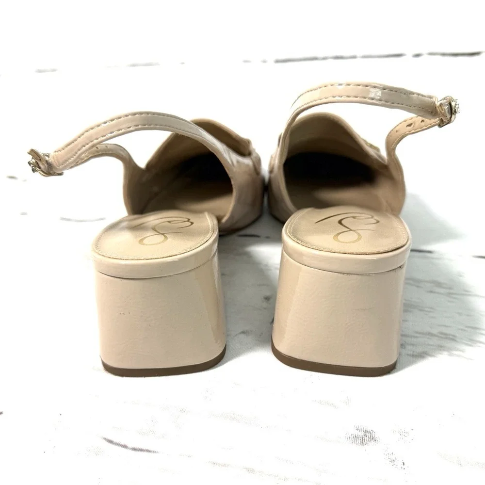 Sam Edelman Teana Shoes Women's 8.5M Beige Slingback Pumps Patent Leather